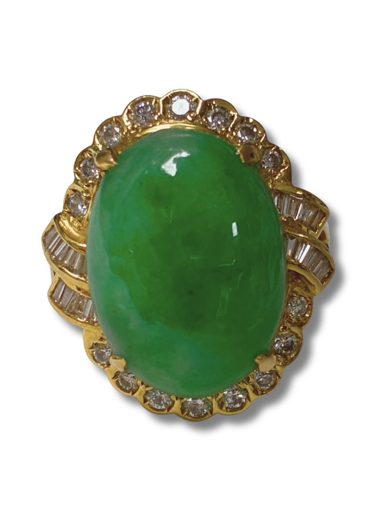 850YG Jade And Diamond Ring 7.6GM Main image