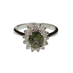18KWG Green Gemstone With Diamond Halo Ring 3.4GM