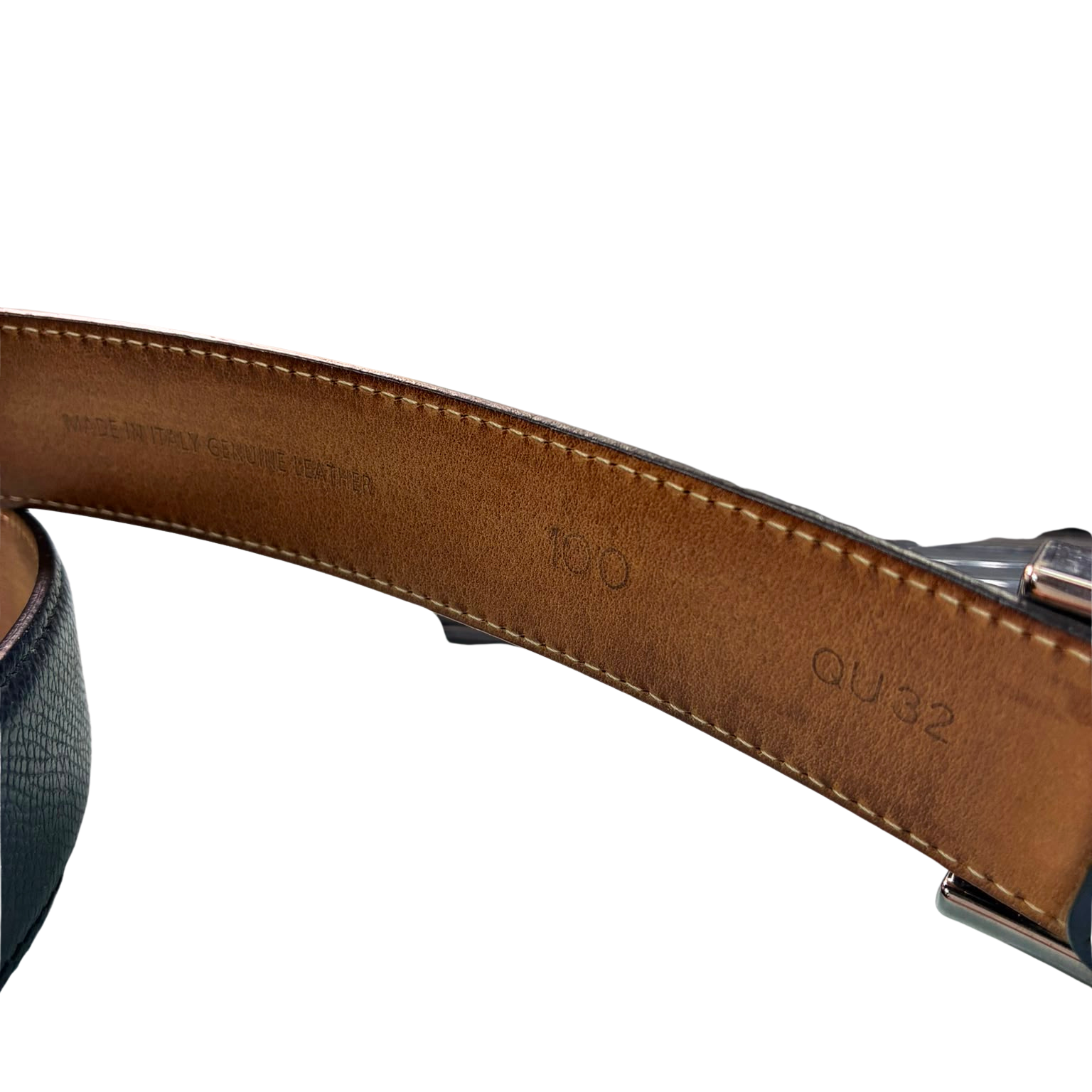 Tods Navy Blue Leather Belt SilverToned Metal Buckle 100cm