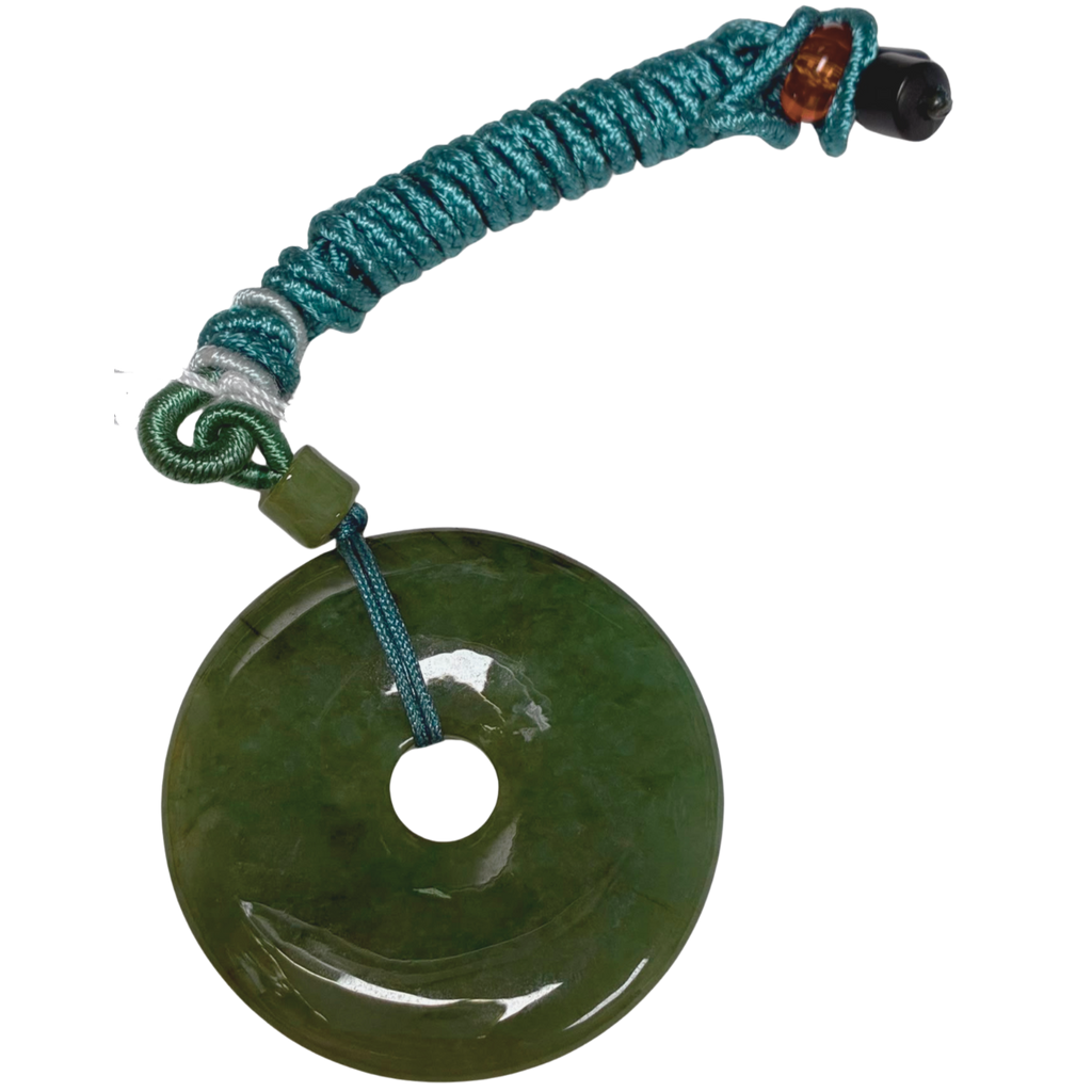 Fei Cui Green A Jade Donut Pendant Necklace