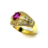 18KYG Ruby & Diamond Ring (GIA Cert)