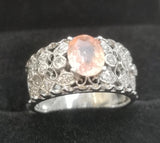 18KWG Padparadscha Sapphire Diamond ring