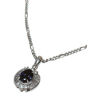 PT850 Necklace Blue Sapphire And Diamond Halo Pendant 7.8G