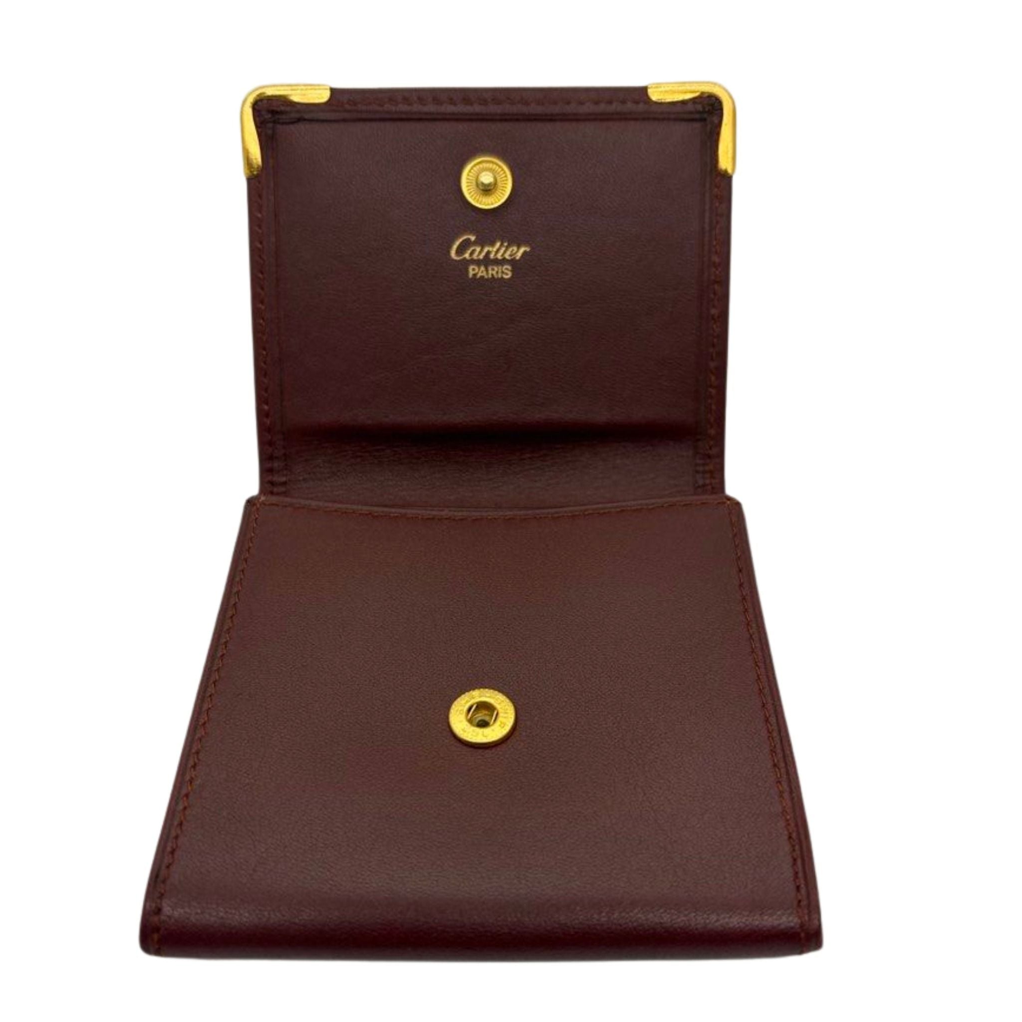 Cartier Burgundy Leather Coin Pouch, Square
