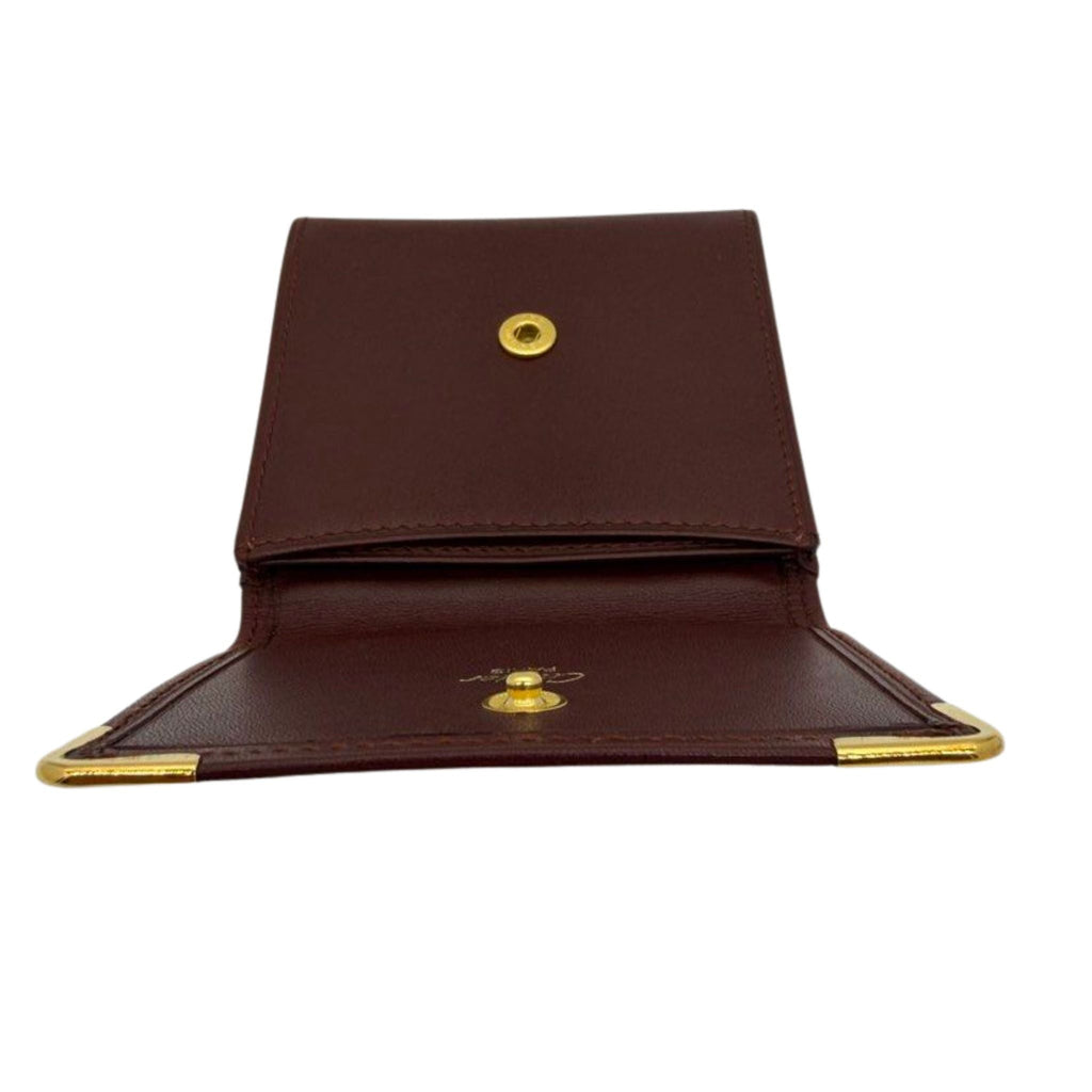 Cartier Burgundy Leather Coin Pouch, Square