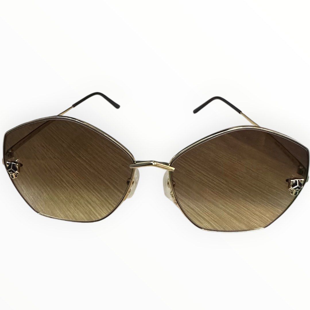Cartier Eyewear Geometric Frame Gradient Lense Sunglasses