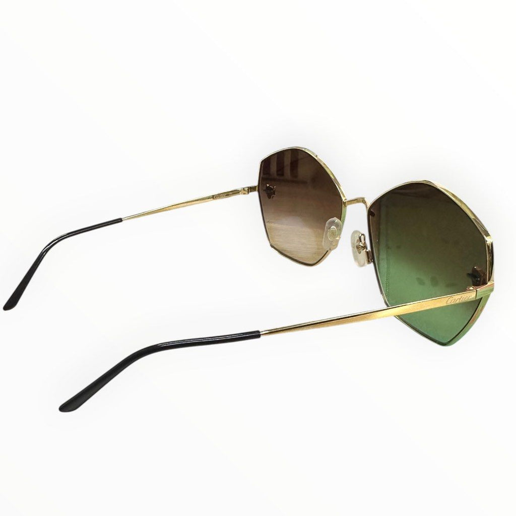 Cartier Eyewear Geometric Frame Gradient Lense Sunglasses