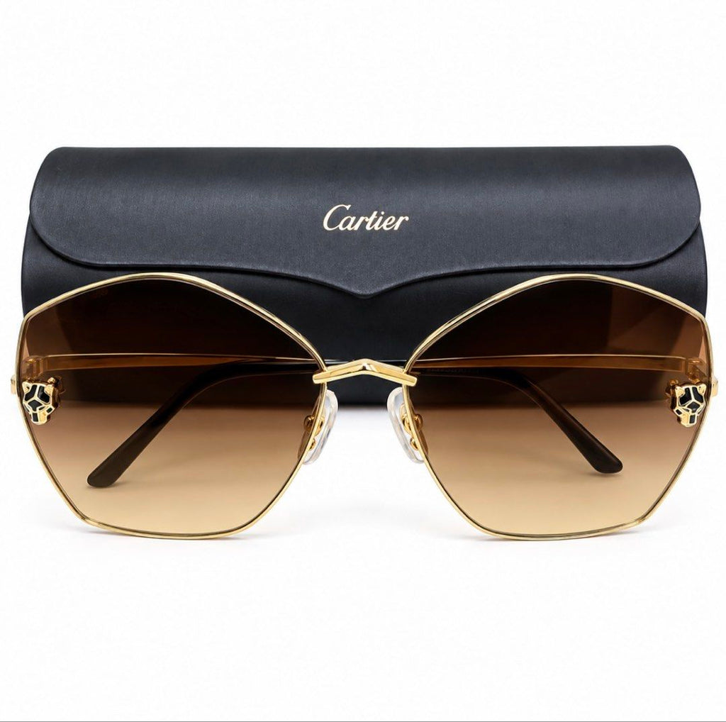 Cartier Eyewear Geometric Frame Gradient Lense Sunglasses
