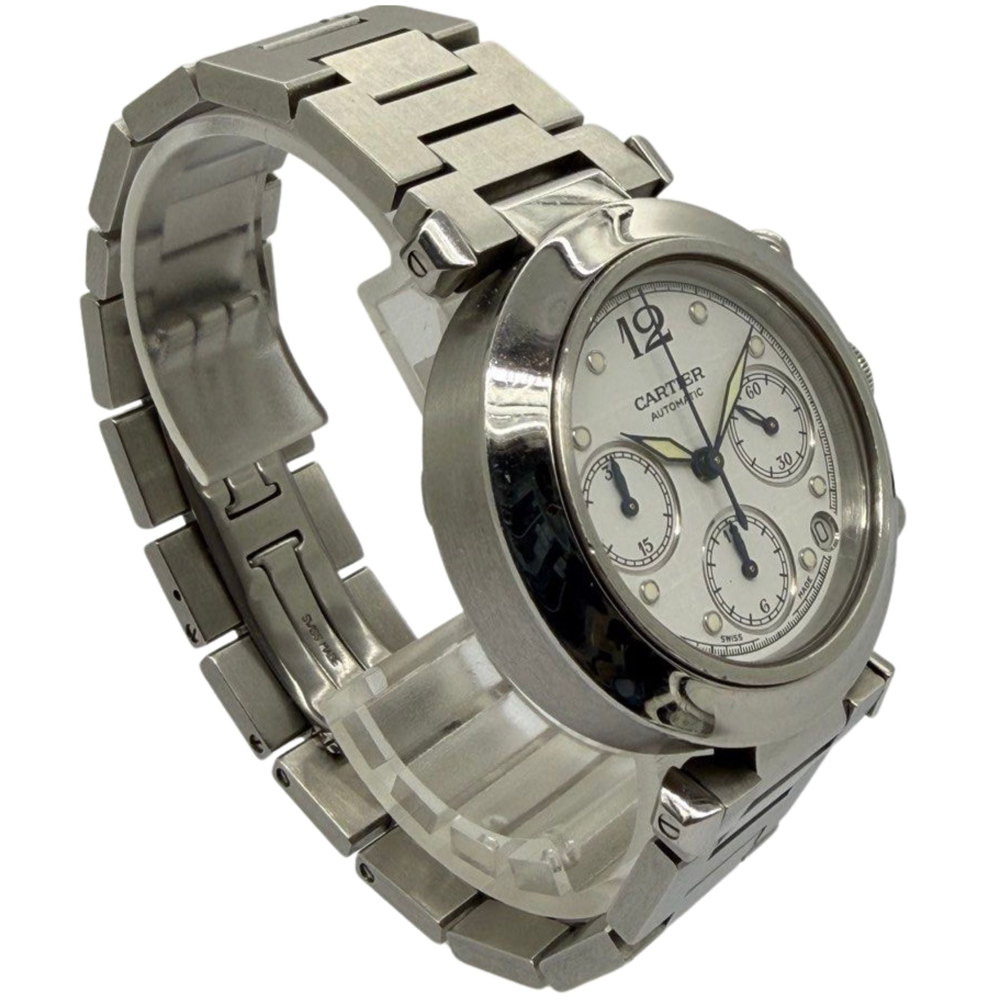 Cartier Pasha C 2412 36mm Automatic Chronograph White Dial Watch