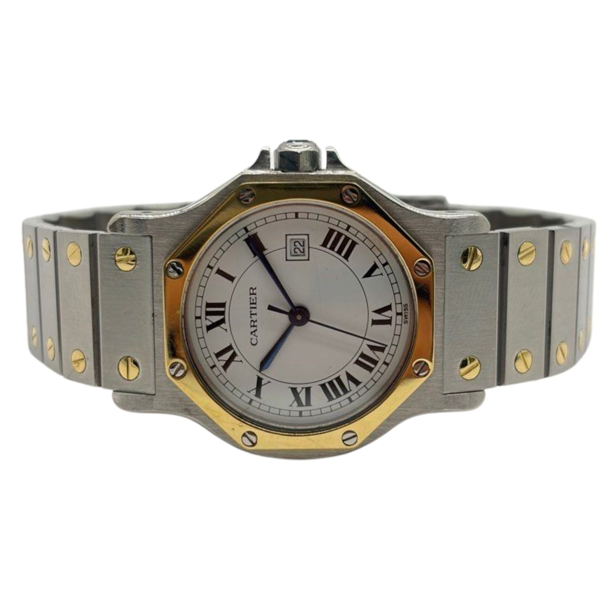 Cartier Santos Octagon Automatic 30mm Roman White Dial Watch