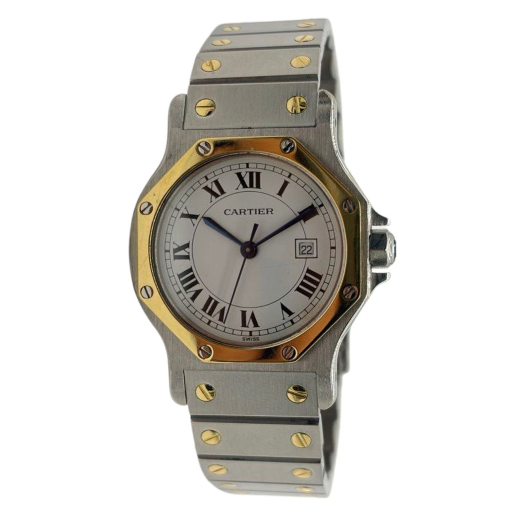 Cartier Santos Octagon Automatic 30mm Roman White Dial Watch