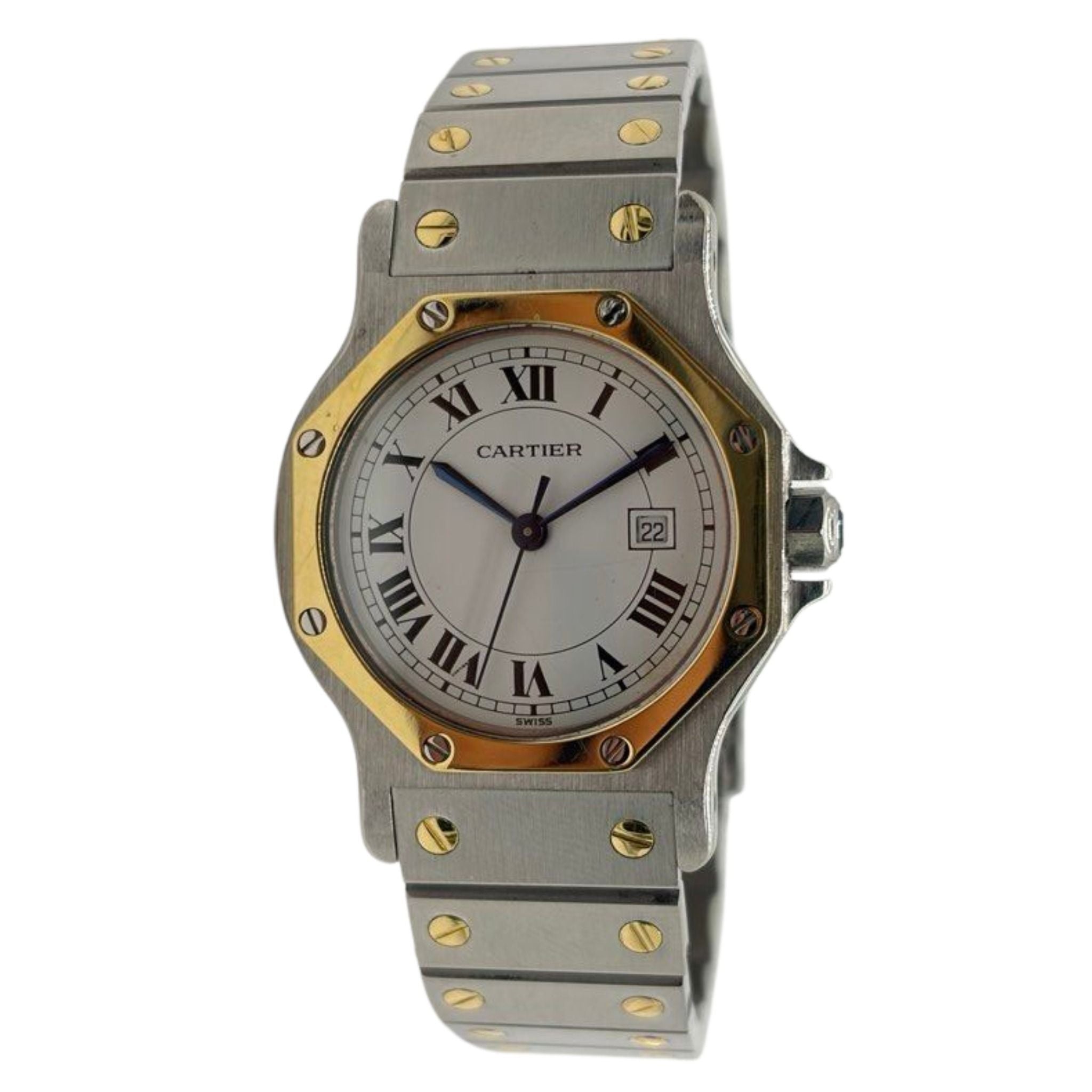 Cartier Santos Octagon Automatic 30mm Roman White Dial Watch