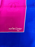 Cartier Scarf Pink red with blue border with box (88cm x 88cm)