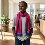 Cartier Scarf Pink red with blue border with box (88cm x 88cm)