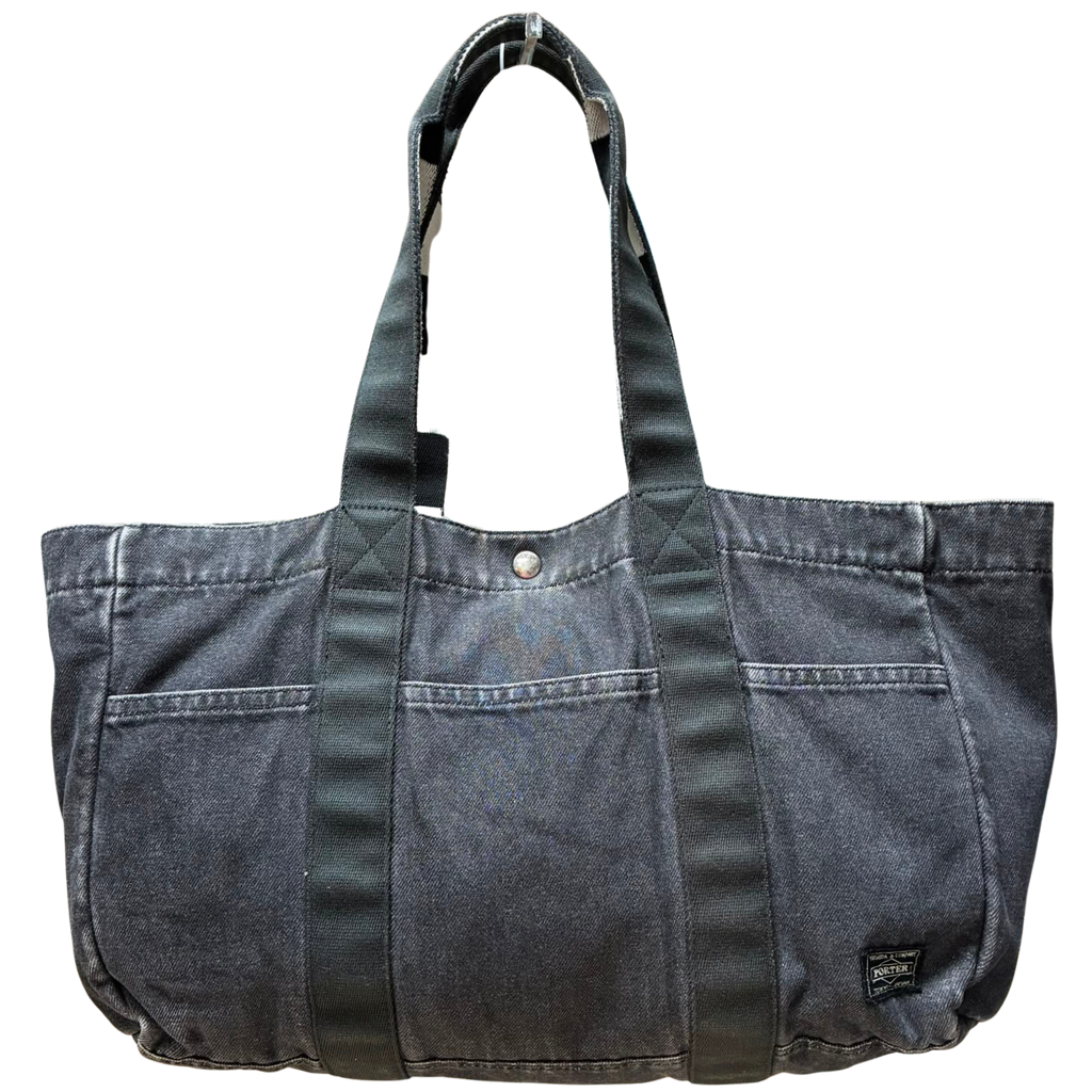 Porter Yoshida & Co Black Washed Denim Tote Bag Medium