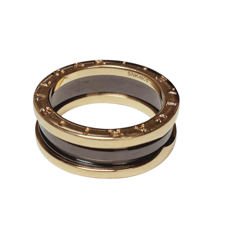 18K Gold And Black Ceramic B.Zero1 Two Band Ring 9.8GM