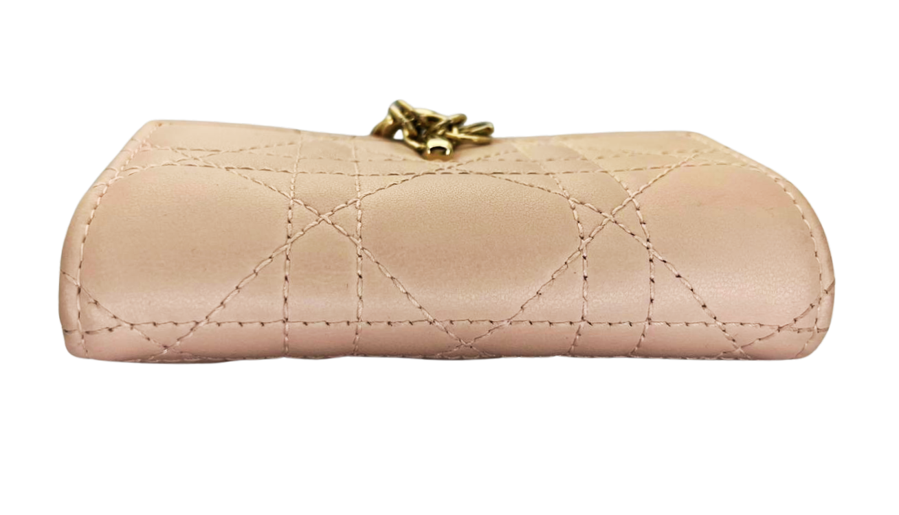 Dior My Dior Glycine Wallet Powder Pink Cannage Lambskin With D I O R Charms