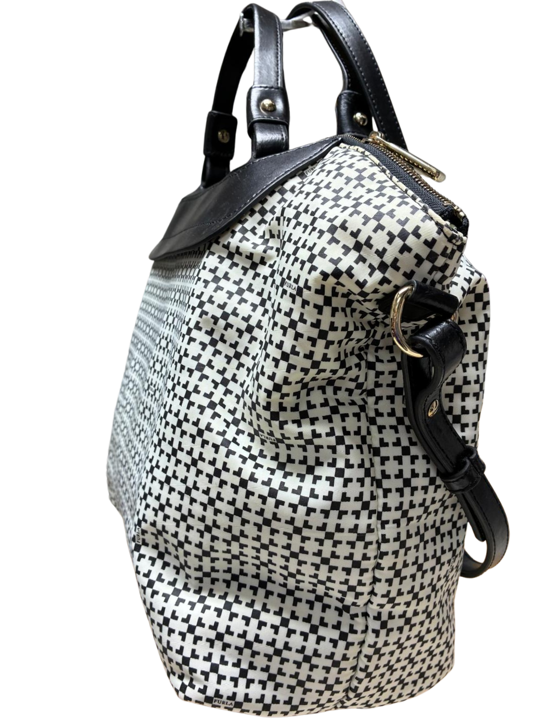 Printed Nylon Large Divided Satchel Tote