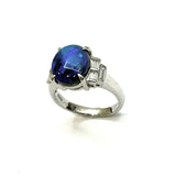 PT900 Natural Black Opal & Diamond Ring