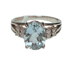 950 Platinum Aquamarine And Diamond Ring 6.9G Size 13