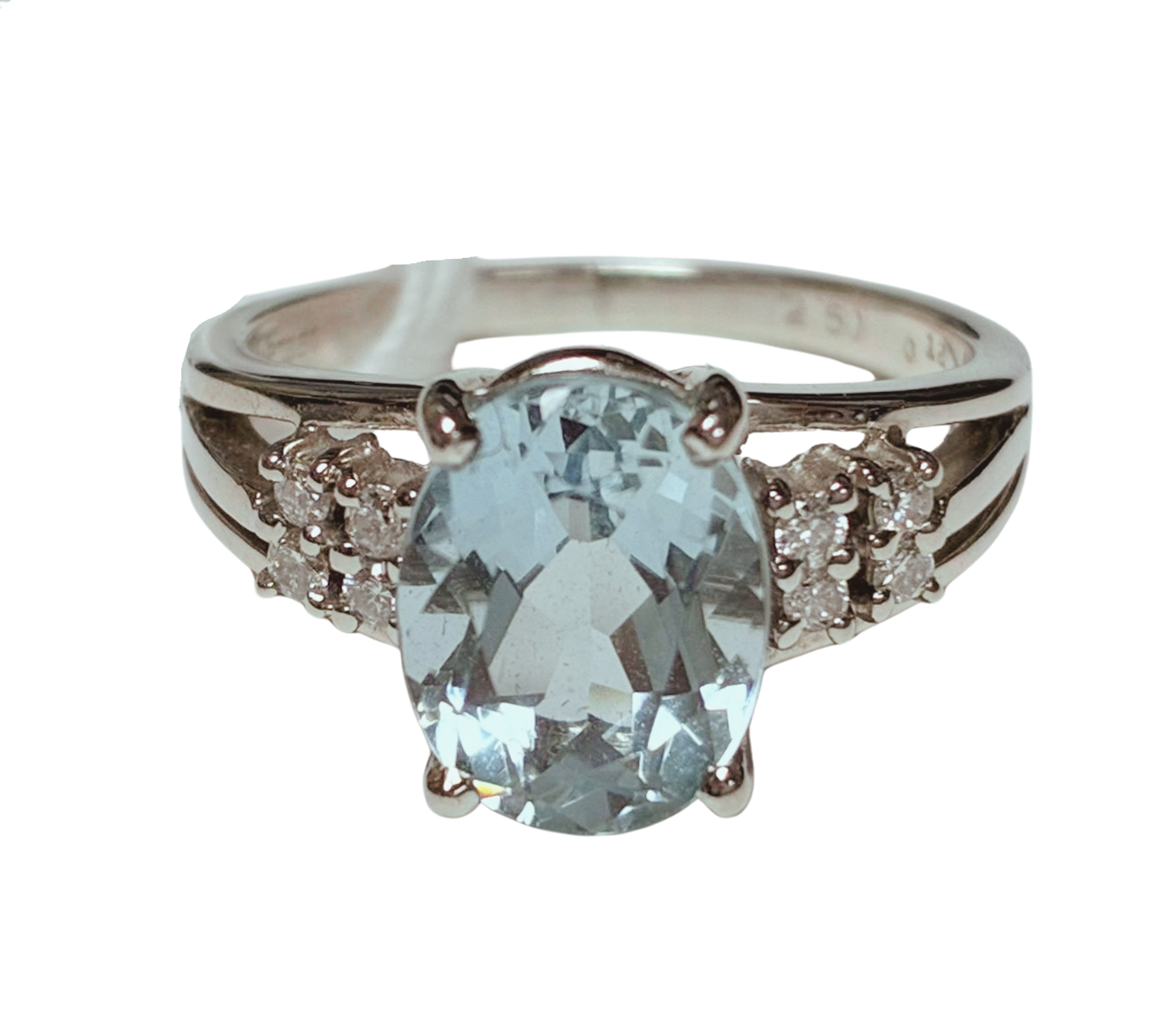 950 Platinum Aquamarine And Diamond Ring 6.9G Size 13
