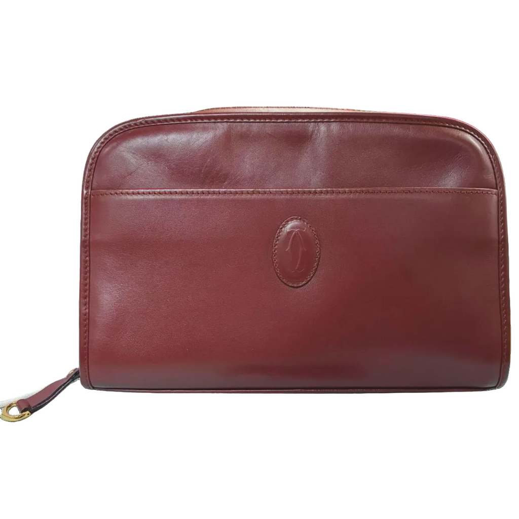 Cartier Must Line Burgundy Leather Clutch Bag