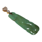 18KYG Diamond And Green Jade Pendant 7.6GM