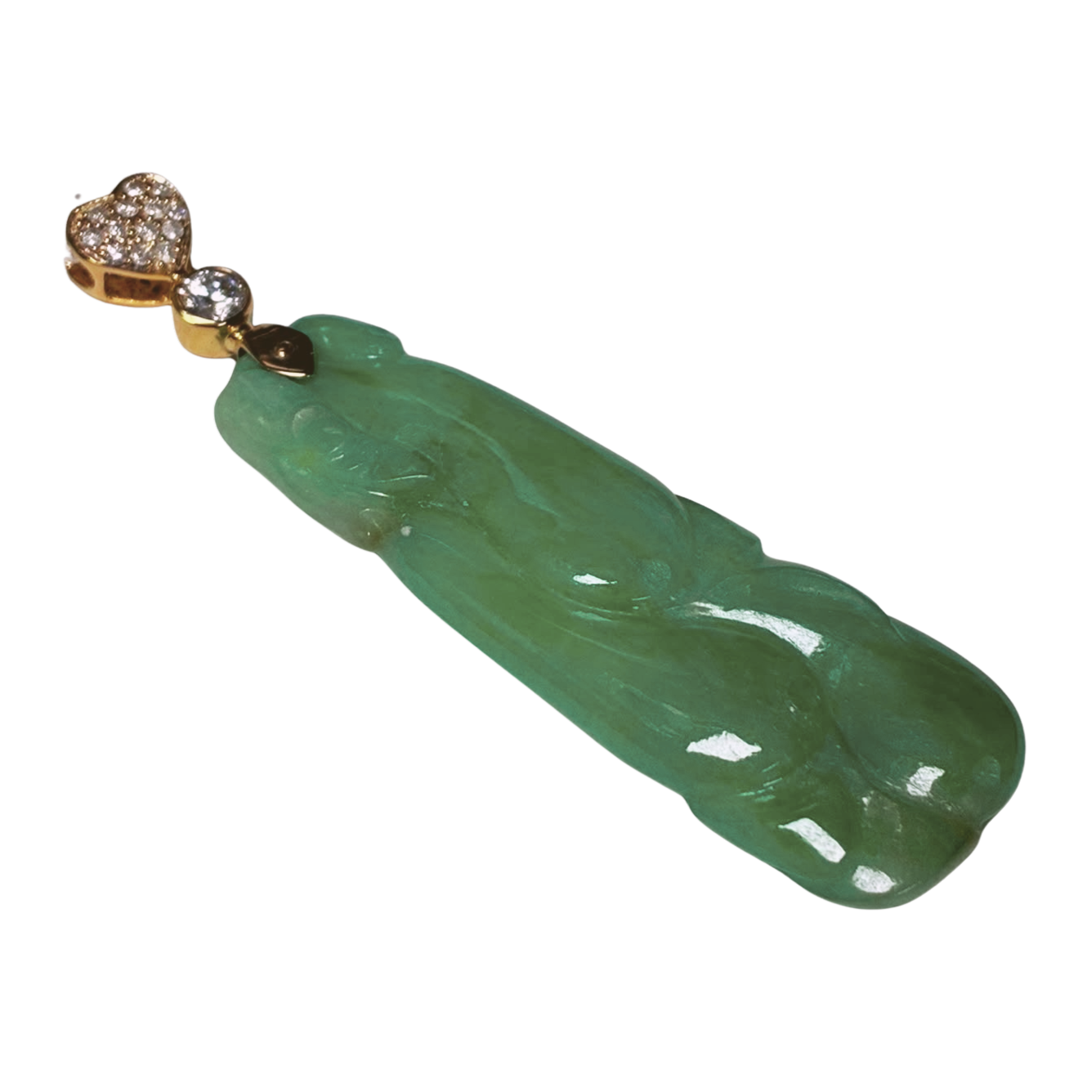 18KYG Diamond And Green Jade Pendant 7.6GM