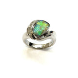 PT900 Boulder Opal & Diamond Ring