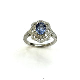 PT900 Unheated Blue Sapphire & Diamond Ring (GIA Cert)
