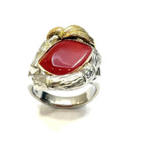 PT900/18KYG Red Coral Ring With Cert