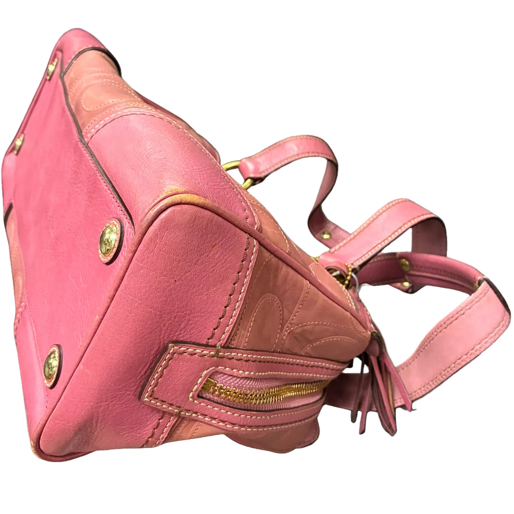 Coach 12290 Hamptons Signature Embossed Turnlock Satchel Bag