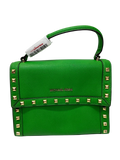 Michael Kors Dillon Studded Medium Messenger Satchel Bag Leather Palm Green