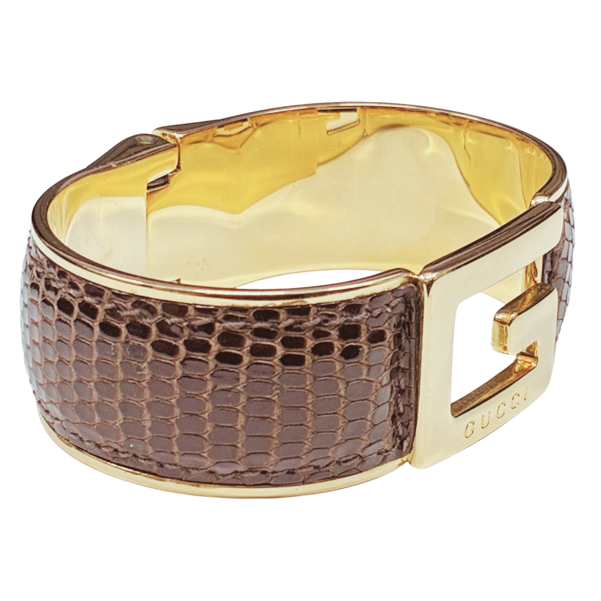 Gucci G Logo Hinged Bangle Bracelet 65G With Box