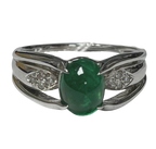 PT900 Emerald With Diamonds Ring 9.8G