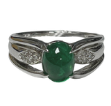 PT900 Emerald With Diamonds Ring 9.8G