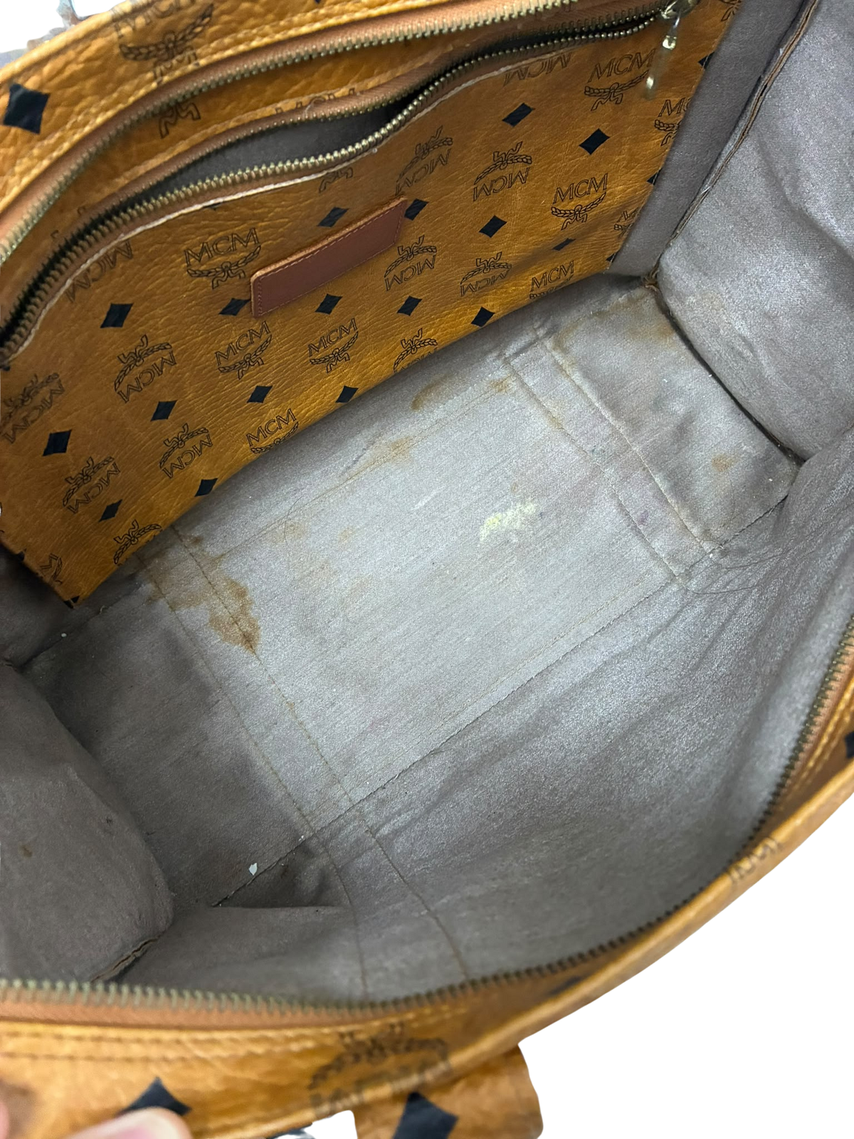 MCM Visetos Monogram Cognac Shopper Tote Bag 39cm