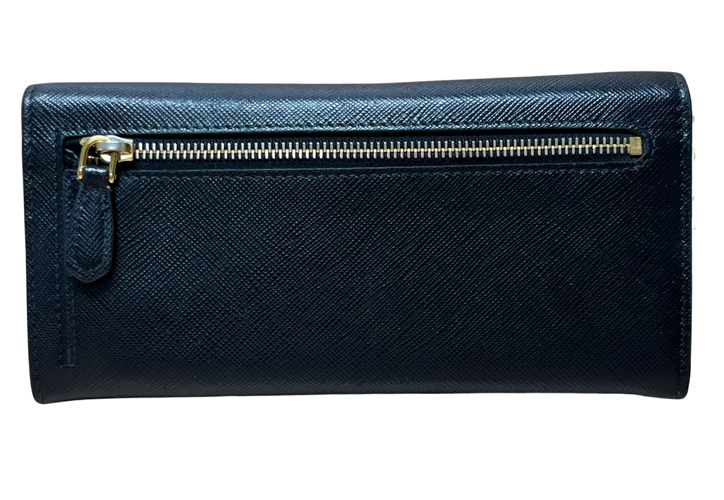 Prada Large Saffiano Leather Wallet Black