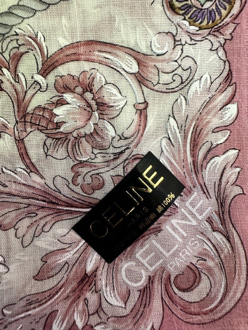 Celine Paris Handkerchief Floral With Chains And Medals Pink