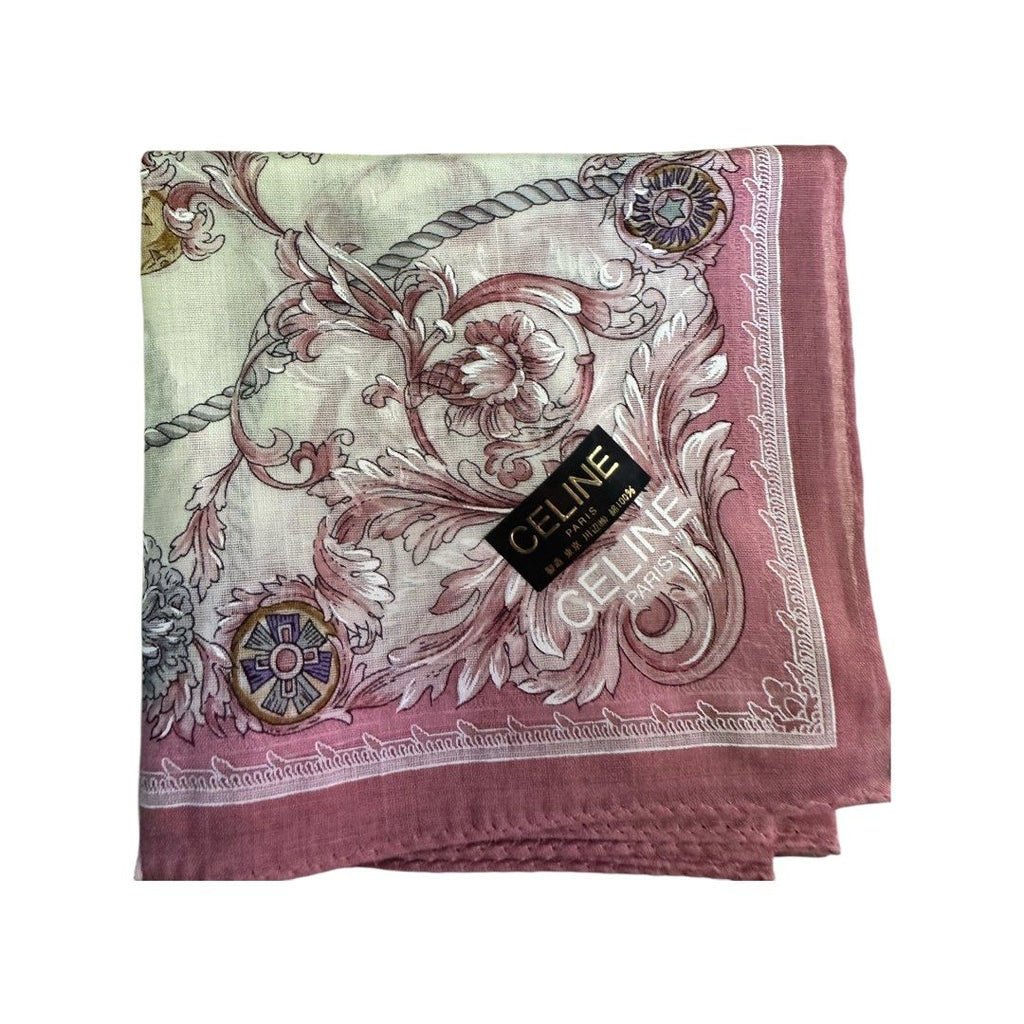 Celine Paris Handkerchief Floral With Chains And Medals Pink