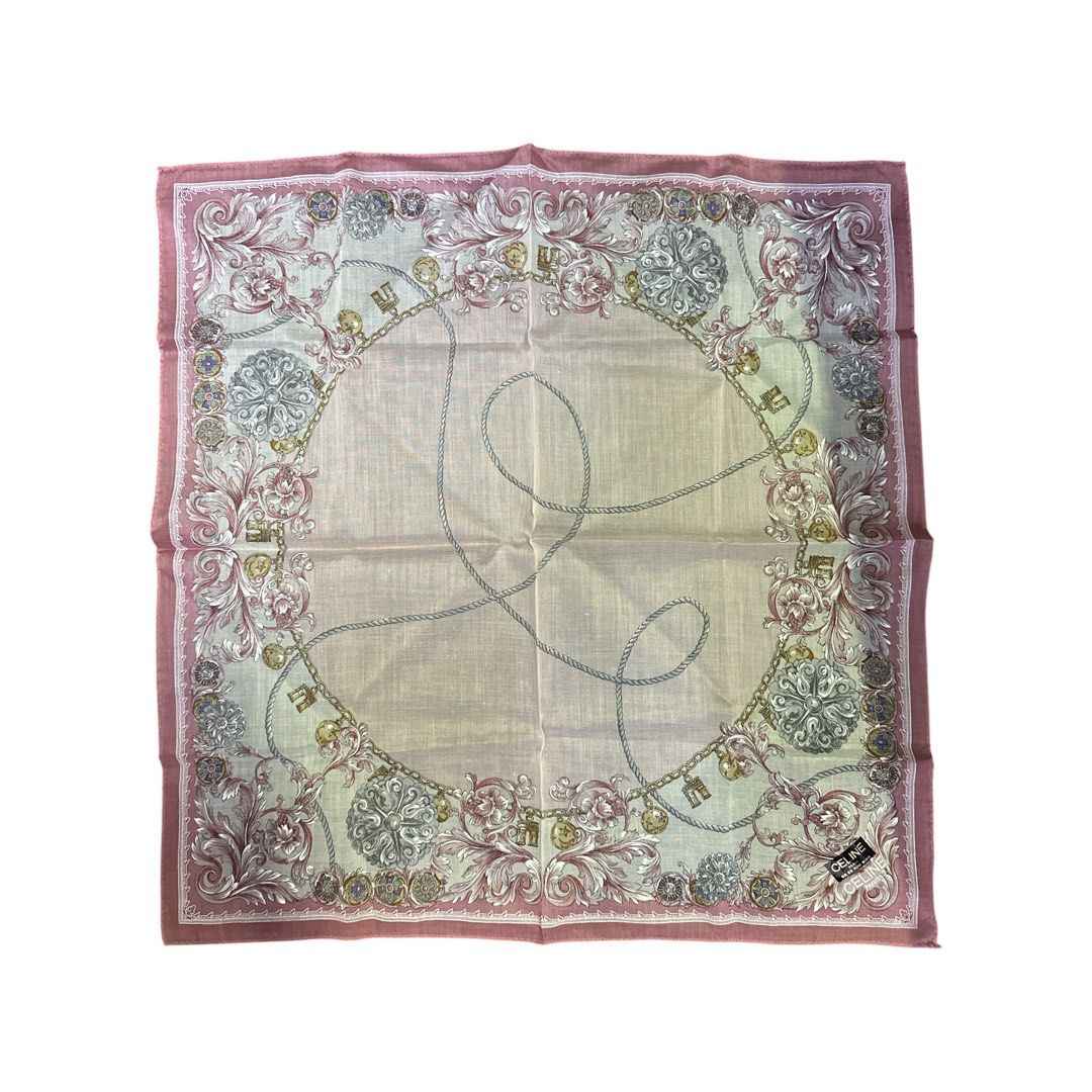 Celine Paris Handkerchief Floral With Chains And Medals Pink Main image
