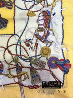 Celine Paris Horse And Harness Pprint Handkerchief Yellow