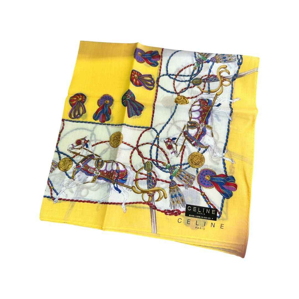 Celine Paris Horse And Harness Pprint Handkerchief Yellow