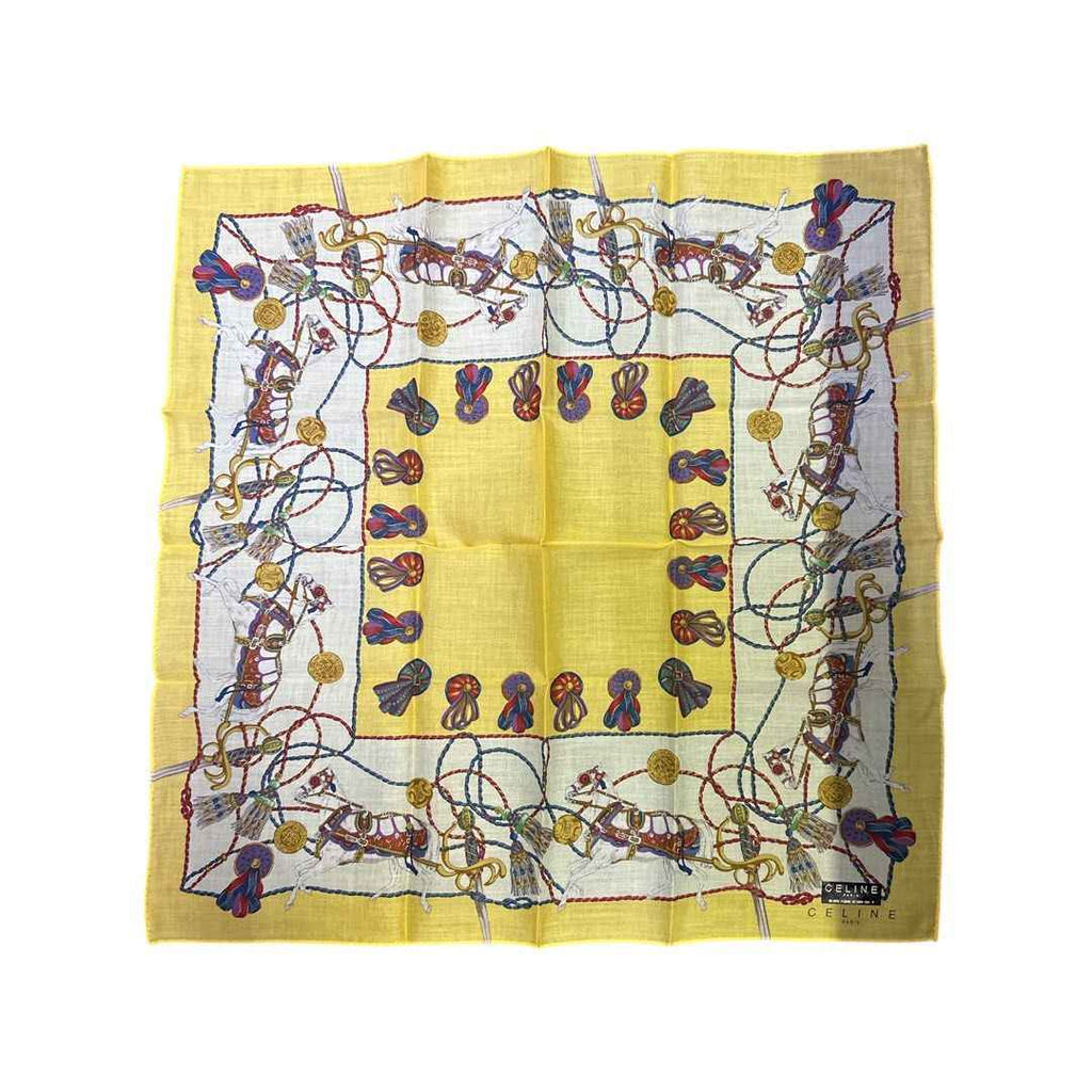 Celine Paris Horse And Harness Pprint Handkerchief Yellow
