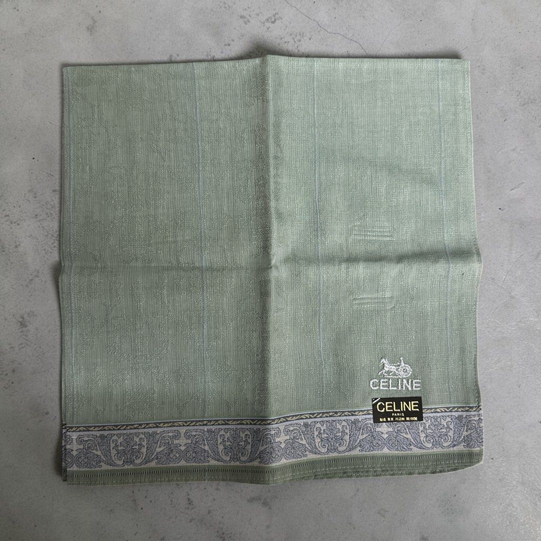 CELINE  HANDKERCHIEF with GREEN/LIGHT BLUE BORDER Main image