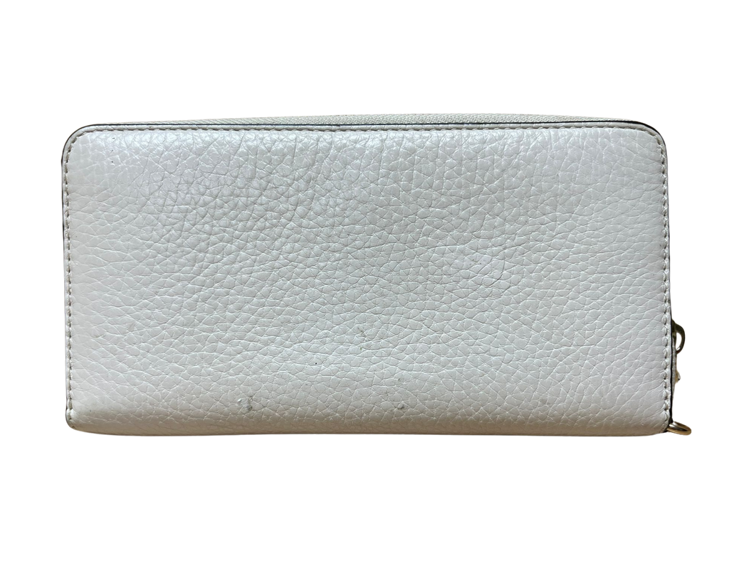Coach Wallet Accordion Zip Pebble Leather Off White