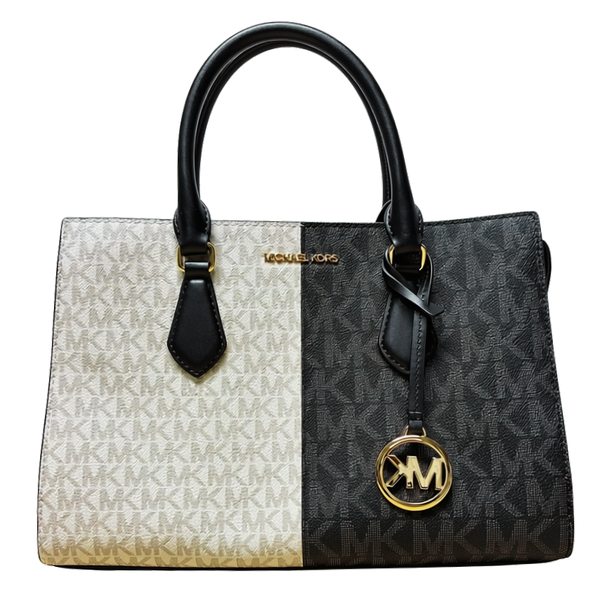 Michael Kors Sheila Medium Two Tone Metallic Signature Logo Satchel