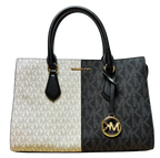 Michael Kors Sheila Medium Two Tone Metallic Signature Logo Satchel