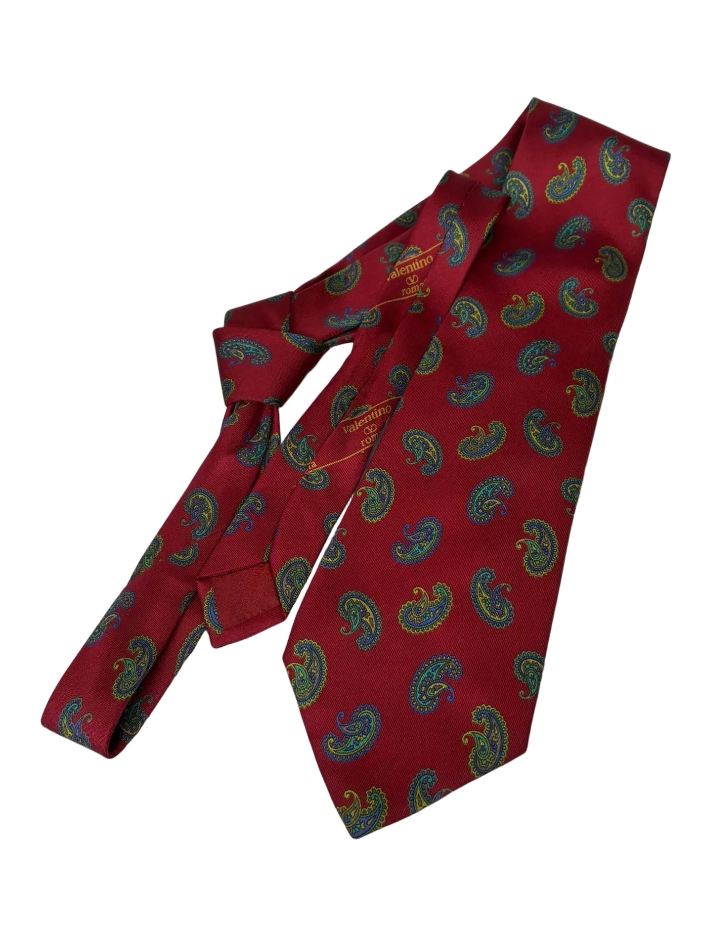 Valentino Garavani Mens Tie Burgundy Silk Paisley Pattern Main image