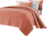 Chezmoi Collection Austin 3-Piece Oversized Bedspread Coverlet Set (Queen, Salmon)